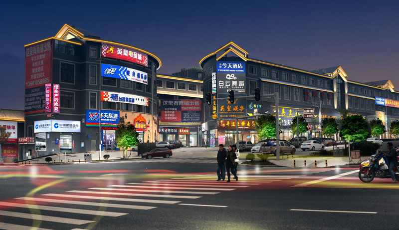 岳陽市平江縣汨羅江沿江風光帶夜景亮化